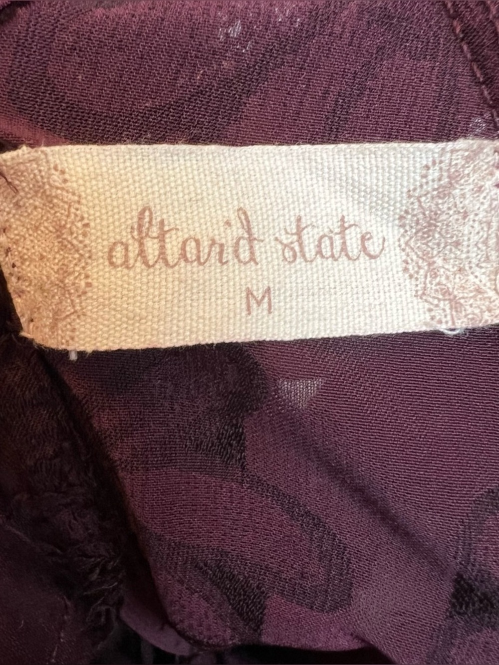 Altar'd State Medium Sheer Deep Purple Tie Peplum Top Academia Whimisgoth Fairy - Picture 9 of 11